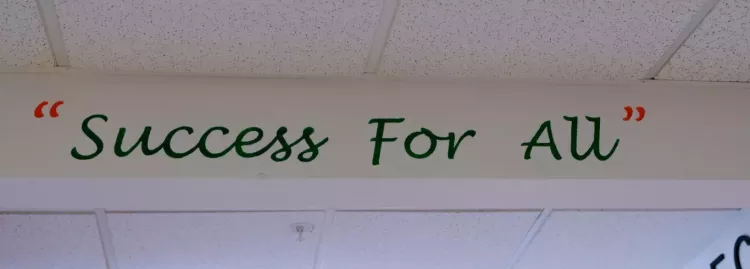 Wingate Elementary School Classroom with Success For All Written on Wall.