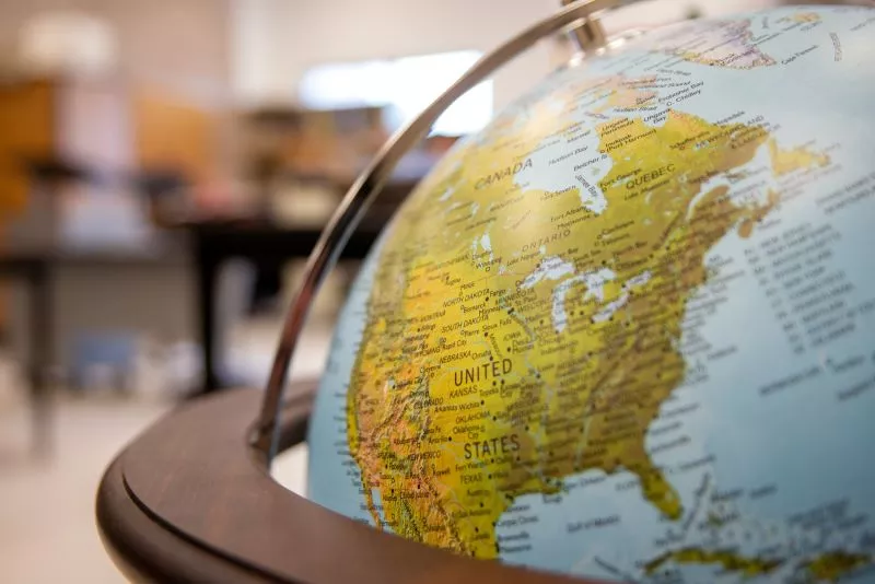 Globe Turned to the United States